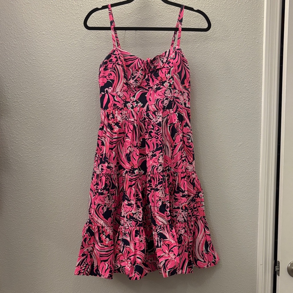 Lilly Pulitzer Jayden Pink and Navy Floral Dress